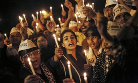 A vigil in Delhi held in support of a woman who was raped by her Uber driver in the Indian capital.