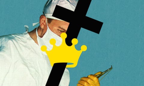 Surgeon behind the Christian Science crown+crucifix symbol