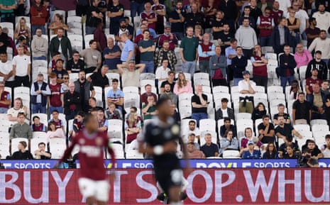 Empty seats as West Ham fans leave early as their team are 5-1 behind to Chelsea.