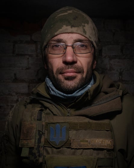 Vitaliy, an infantryman at his newly formed position near the Bakhmut front line