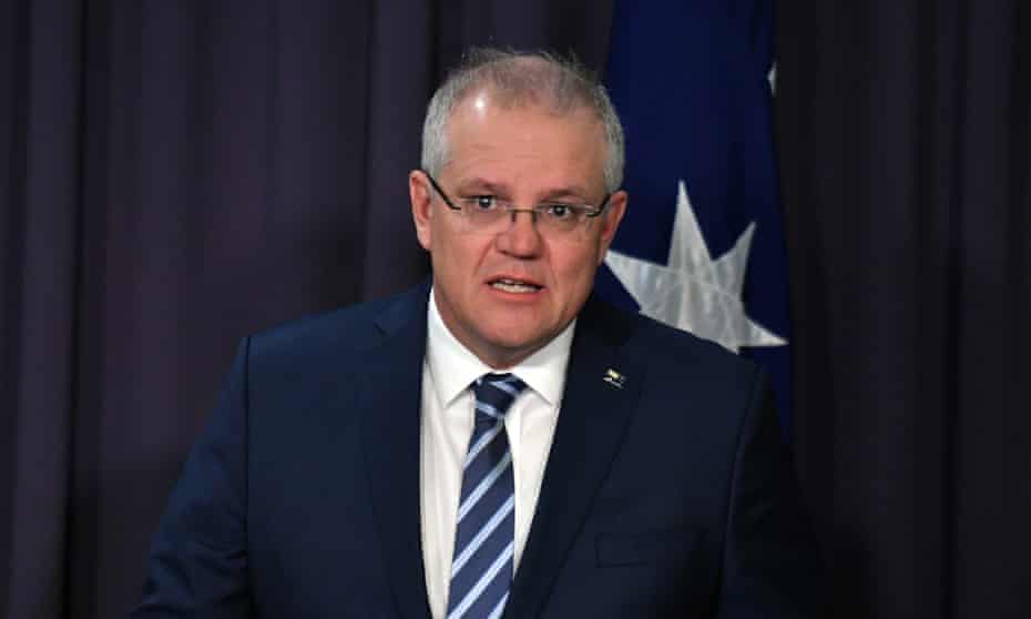 Auastralia’s prime minister Scott Morrison reveals a state-based cyber-attack during a media conference in Canberra on 19 June 2020