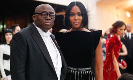 Campbell with Vogue editor Edward Enninful