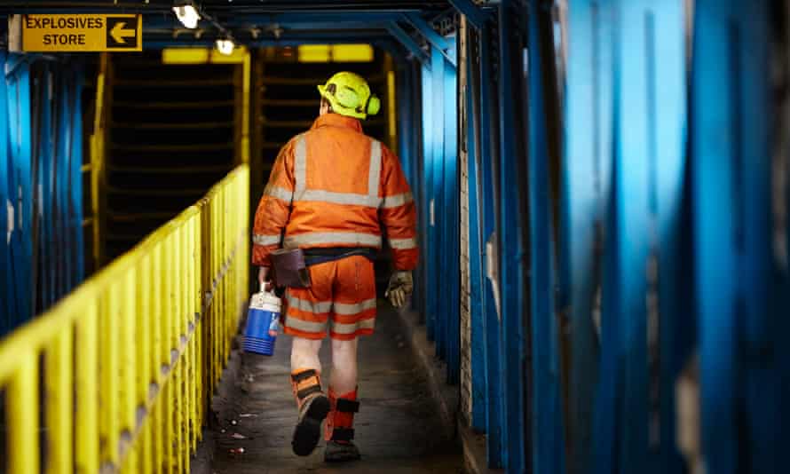 A miner leaving Kellingley colliery, the UK’s last deep coal mine, for the final time.