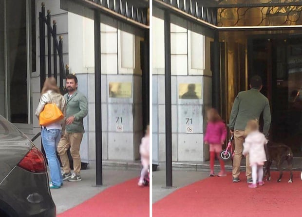Surveillance photos uploaded to the internet of MacGann outside a hotel in Brussels