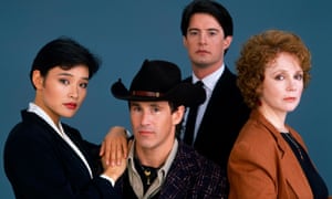 Joan Chen as Jocelyn Packard, Michael Ontkean as Sheriff Harry S. Truman, Kyle, MacLachlan as Special Agent Dale Cooper and Piper Laurie as Catherine Martell in Twin Peaks, 1990-91