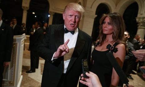 Trump and Melania at last year’s New Year’s Eve party at Mar-a-Lago. Guests ate ‘Mr Trump’s wedge salad’ and baked Alaska, the president’s favorite dessert.