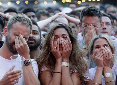 England fans react with dismay as Croatia score