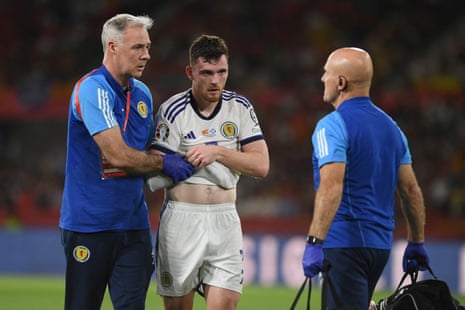 Andy Robertson goes off injured