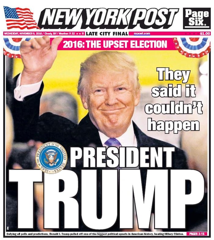 Newspaper Front Pages Cover Trump S Victory In Pictures Us News The Guardian