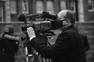 A Covid compliant member of the EE Bafta film crew