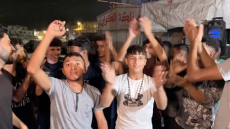 'Historic moments': Palestinians and Israelis celebrate Gaza ceasefire deal announcement – video