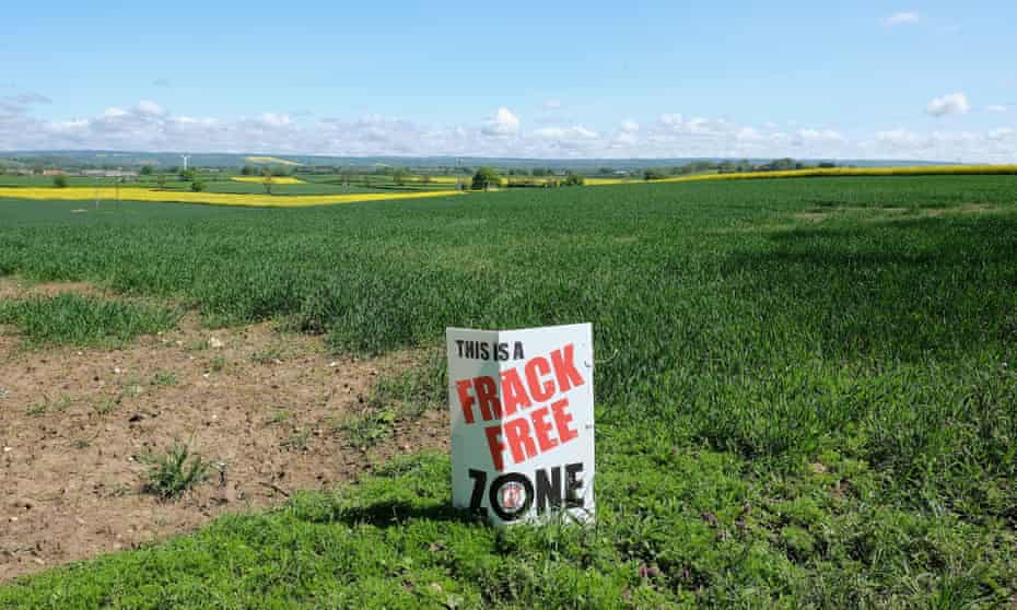 An anti-fracking sign is placed in a field near the North Yorkshire town of Malton.