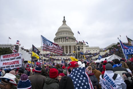 Supporters of Donald Trump gather at the US Capitol on Wednesday.