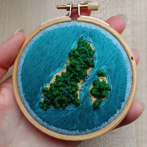 Embroidered aerial landscapes by Victoria Rose Richards.