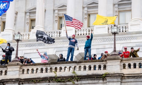 Trump supporters at the Capitol building on 6 January.