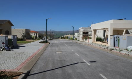 The empty streets of Snir, a kibbutz near the Israeli-Lebanese border.