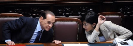 Berlusconi with Mara Carfagna after a confidence vote in Rome, 2008.