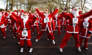 The London santa run in Battersea Park