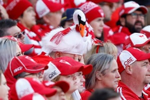 Sydney Swans fans look on during the 2022 AFL Grand Final match between the Geelong Cats and the Sydney Swans.