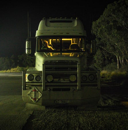 Black in his truck at night