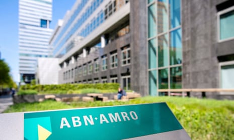 The ABN AMRO logo is seen at the headquarters in Amsterdam, Netherlands