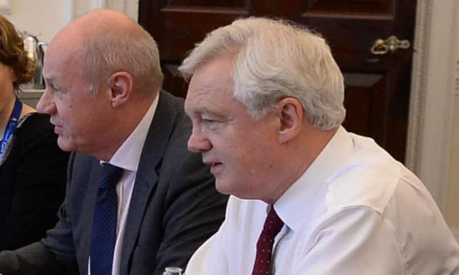 Damian Green and David Davis during a meeting in the Cabinet Office.