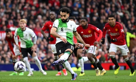 Mohamed Salah strokes home the equalising penalty late on at Old Trafford