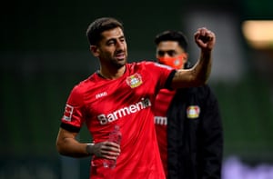 Goalscorer Kerem Demirbay celebrates at full-time.