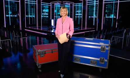 Julia Etchingham on set at MediaCity in Salford