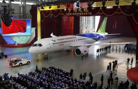 China’s C919, its first self-developed large passenger jetliner, is unveiled in Shanghai in November 2015.