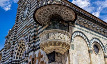 Donatello’s exterior pulpit on Prato cathedral, Tuscany.