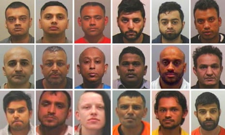 The 17 men and one woman who were convicted of rape, supplying drugs and conspiracy to incite prostitution following Operation Sanctuary. 