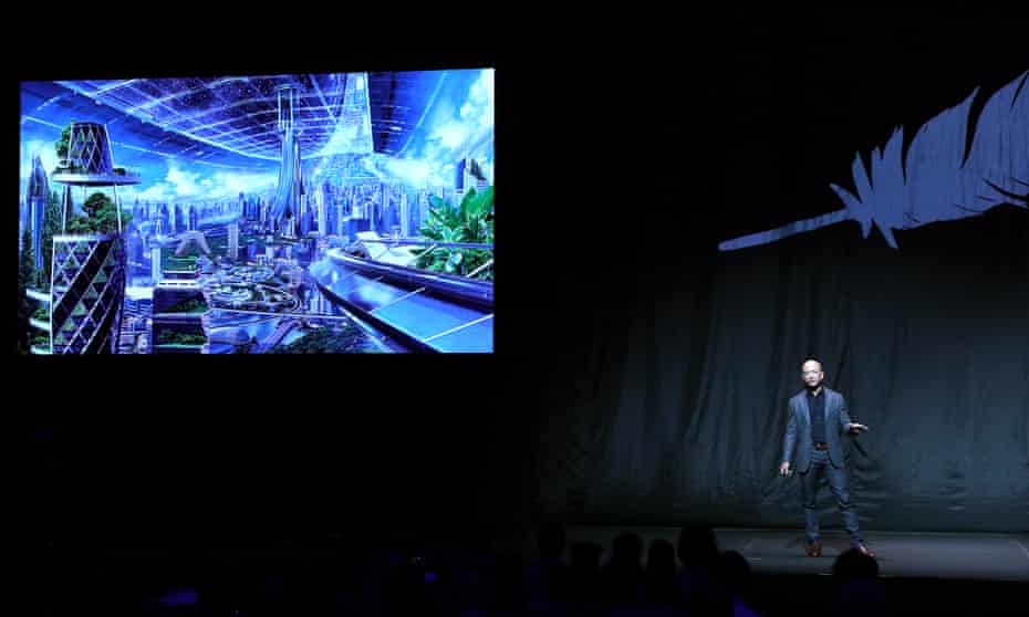 Jeff Bezos speaking about space exploration in Washington, DC in 2019.