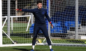 Kepa Arrizabalaga during a training session at Cobham