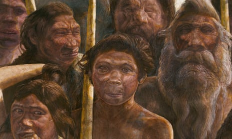 An artist’s rendering of Sima de los Huesos hominins, estimated to have lived approximately 400,000 years ago. 