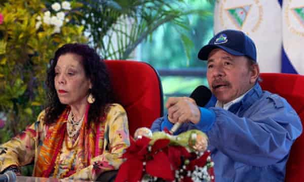 Nicaragua’s president Daniel Ortega with his wife and vice-president Rosario Murillo before last week’s election.