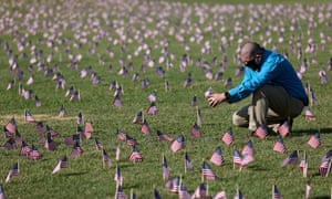 Chris Duncan photographs a Covid memorial installation of 20,000 American flags in Washington. His 75-year-old mother, Constance, died from coronavirus on her birthday.