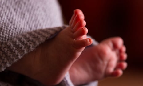close-up of newborn baby's feet
