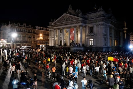 Belgian fans on the streets of Brussels after lasy night’s match.