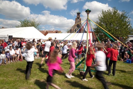 Traditional maypole dancing in Reach, Cambridgeshire, 2011.
