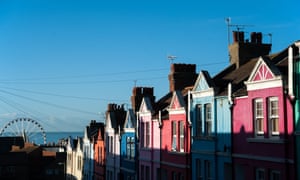 Houses in Brighton with sea behind