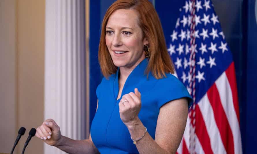 White House press secretary Jen Psaki responds to a question from the news media during the daily press briefing at the White House on 4 June.