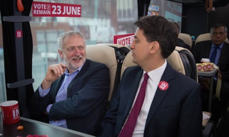 Ed Miliband (right) with Jeremy Corbyn during last year’s EU referendum campaign.