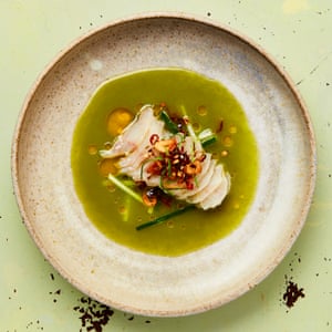 Yotam Ottolenghi’s cured gurnard with camomile and cucumber water.