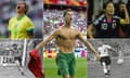 Clockwise from top left: Cristiane, Cristiano Ronaldo, Homare Sawa, Stanley Matthews and Pia Sundhage.