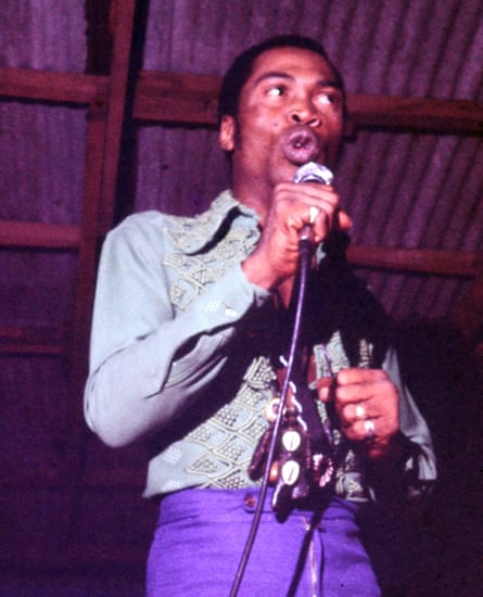 Fela Kuti performing at the Shrine in 1977.