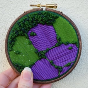 Embroidered aerial landscapes by Victoria Rose Richards.