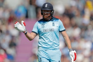 England’s Jonny Bairstow waves as he leaves the field after getting out.