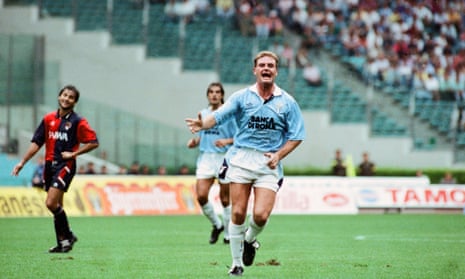 Paul Gascoigne in action for Lazio against Genoa in September 1992.