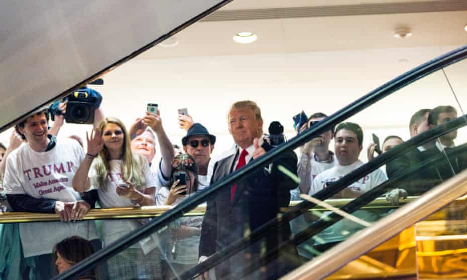 Trump’s escalator ride at Trump Tower in June 2015 in which he announced his candidacy for president.